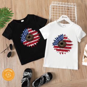 Independence Day Kid Girl Floral Pattern Short-sleeve Tee