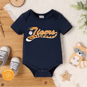Baby Girl 95% Cotton Short-sleeve Tiger Letter Print Romper