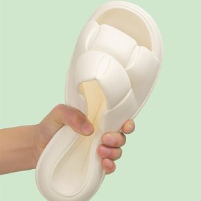 Pure Color Cloud Slippers Soft Non-slip Home Bathroom Slippers Breathable Thick Sole