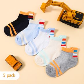 5 Paar gestreifte, atmungsaktive Socken für Babys/Kleinkinder/Kinder