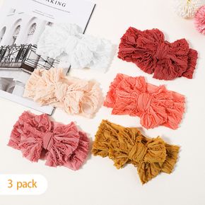 3-pack Solid Ruffled Bow Elasticity Headband for Girls