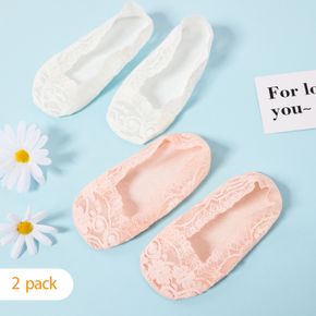 2-pairs Baby / Toddler / Kid Solid Guipure Lace Socks