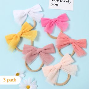 3-pack Solid Mesh Bowknot Hair Ties for Girls
