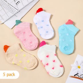 5-pairs Baby / Toddler / Kid Heart Pattern Mesh Breathable Socks