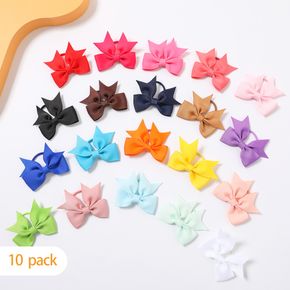 10-pack Solid Ribbed Bowknot Hair Ties for Girls