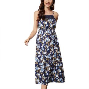 Maternity Floral Print Guipure Lace Panel Cami Dress