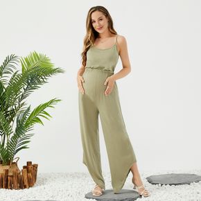 Maternity Simple Solid Cami Jumpsuit