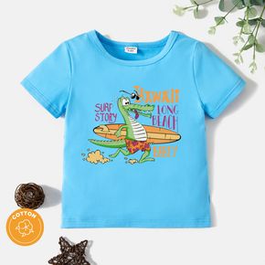 Toddler Boy Graphic Dinosaur and Letter Print  Short-sleeve Tee