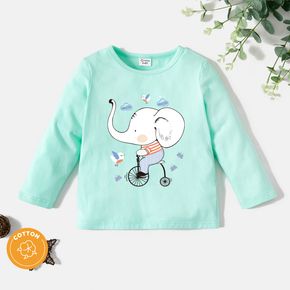 Toddler Graphic Elephant and Bike and Cloud Print Long-sleeve Tee
