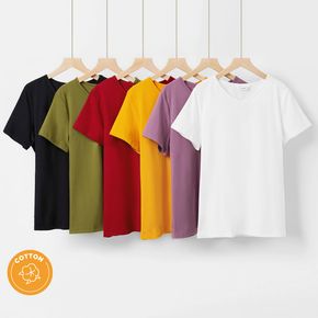 Baumwoll-Kurzarm-T-Shirt mit V-Ausschnitt für Frauen