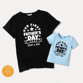 Vatertag Kurzarm-T-Shirts aus 100 % Baumwolle mit Buchstabendruck für Papa und mich