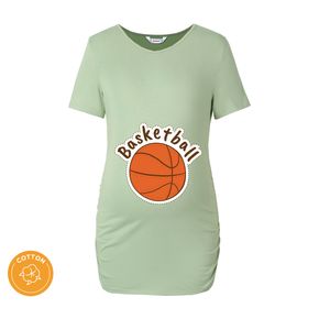 "Ball Series" Maternity Basketball Print Short-sleeve Tee