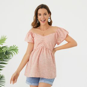 Maternity Ditsy Floral Print Ruched Tee
