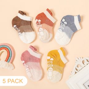 5-pairs Baby / Toddler Color Block Non-slip Mesh Socks