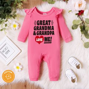 Baby Girl 95% Cotton Ruffle Long-sleeve Graphic Jumpsuit