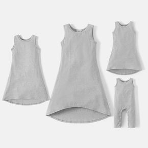 Mommy and me Solid Hi-Lo Cotton Tank Dresses