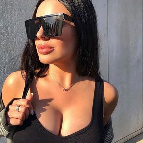 Women Flat Top Shield Fashion Glasses