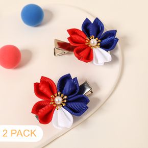 2-pack Color Block Floral Decor Hair Clip for Girls