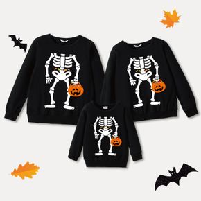 Halloween Family Matching 100% Cotton Long-sleeve Skeleton & Pumpkin Print Pullover Sweatshirts
