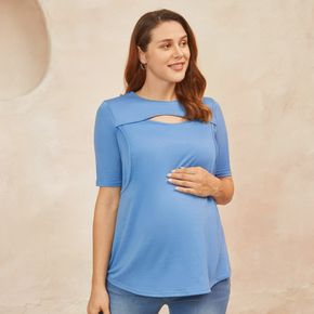 Nursing Cut Out Front Half-sleeve Top
