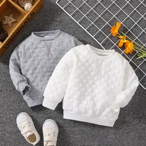 Toddler Boy Basic Solid Color Textured Pullover Sweatshirt