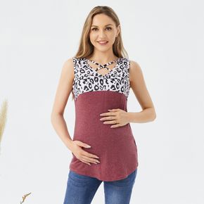 Nursing Leopard Panel Crisscross Front Tank Top