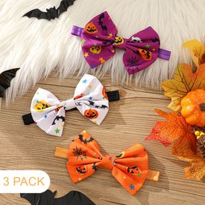 3-pack Halloween Bow Headband for Girls (Pattern position random)