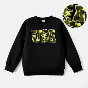 Kid Boy Casual Letter Embroidered Pullover Sweatshirt