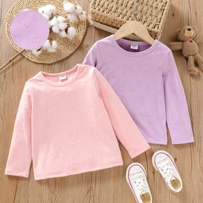Toddler Girl Bear Pattern Long-sleeve Solid Color Tee
