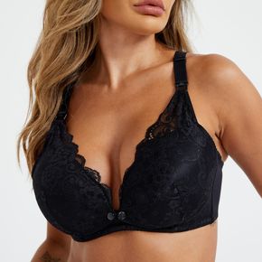 Nursing Solid Floral Lace Thin Bra