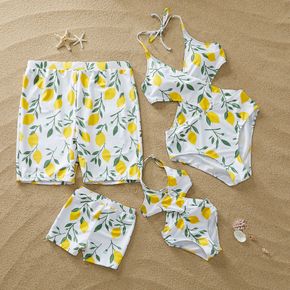 Family Lemon Print Swimsuits