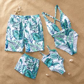 Stylish Leaf Printed Matching Swimsuit