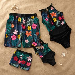 Fashionable Floral Printed Matching Swimsuit