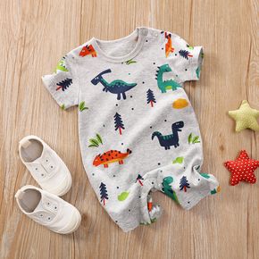100% Cotton Dinosaur Print Short-sleeve Baby Romper