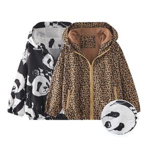 Kid Boy/ Kid Girl Leopard/Panda Print Zipper Hooded Jacket