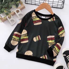 Toddler Boy Letter Hamburger Print Pullover Sweatshirt