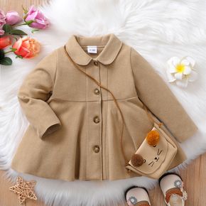 casaco de lapela caqui de bebê feminino de manga comprida espessa