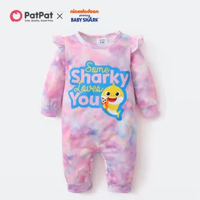 Baby Shark Flounce Graphic Tie-dye Jumpsuit for Baby Girl