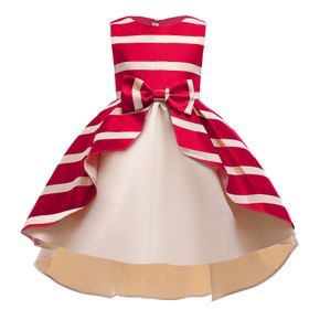 Toddler Girl Bowknot Design Stripe Sleeveless Costume Party Dress