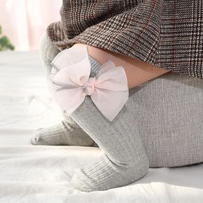 Baby / Toddler Tulle Bowknot Decor Ribbed Stockings 