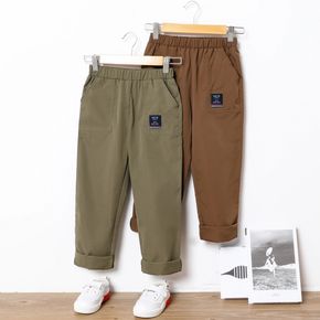 Kid Boy Letter Patchwork Design Elasticized Pants with Pocket