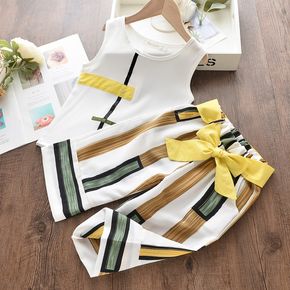 2-piece Baby / Toddler Girl Stylish Colorblock Striped Top and Pants Set 