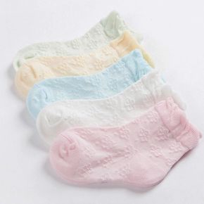 5-pack Breathable Floral Embroidered Solid Socks