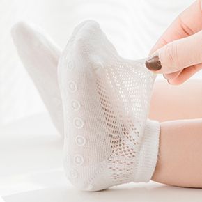 Baby / Toddler White Mesh Panel Non-slip Grip Socks