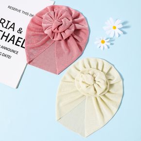 2er-Pack Mütze mit Blumendekor für Babys/Kleinkinder in reiner Farbe