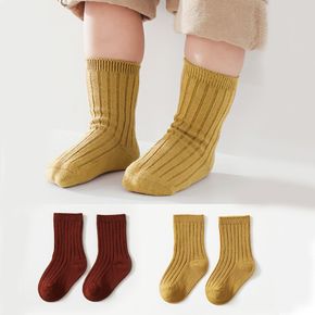 2-pairs Baby / Toddler / Kid Plain Ribbed Socks