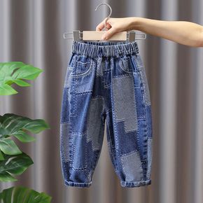 Toddler Boy Trendy Denim Colorblock Elasticized Jeans
