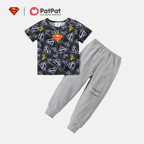 Superman 2-piece Toddler Boy Allover Logo Print Tee and Solid Sweatpants Set