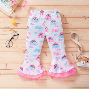 Toddler Girl Rainbow Cloud Print Flared Pants