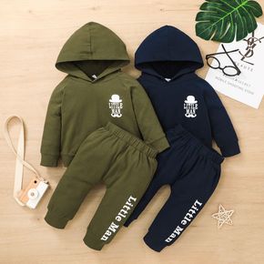2pcs Baby Boy Letter Print Long-sleeve Hoodie and Trousers Set